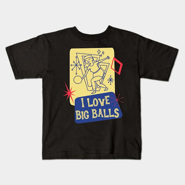 Funny Bowling Lover Mid-Century Modern Kids T-Shirt by Emmi Fox Designs